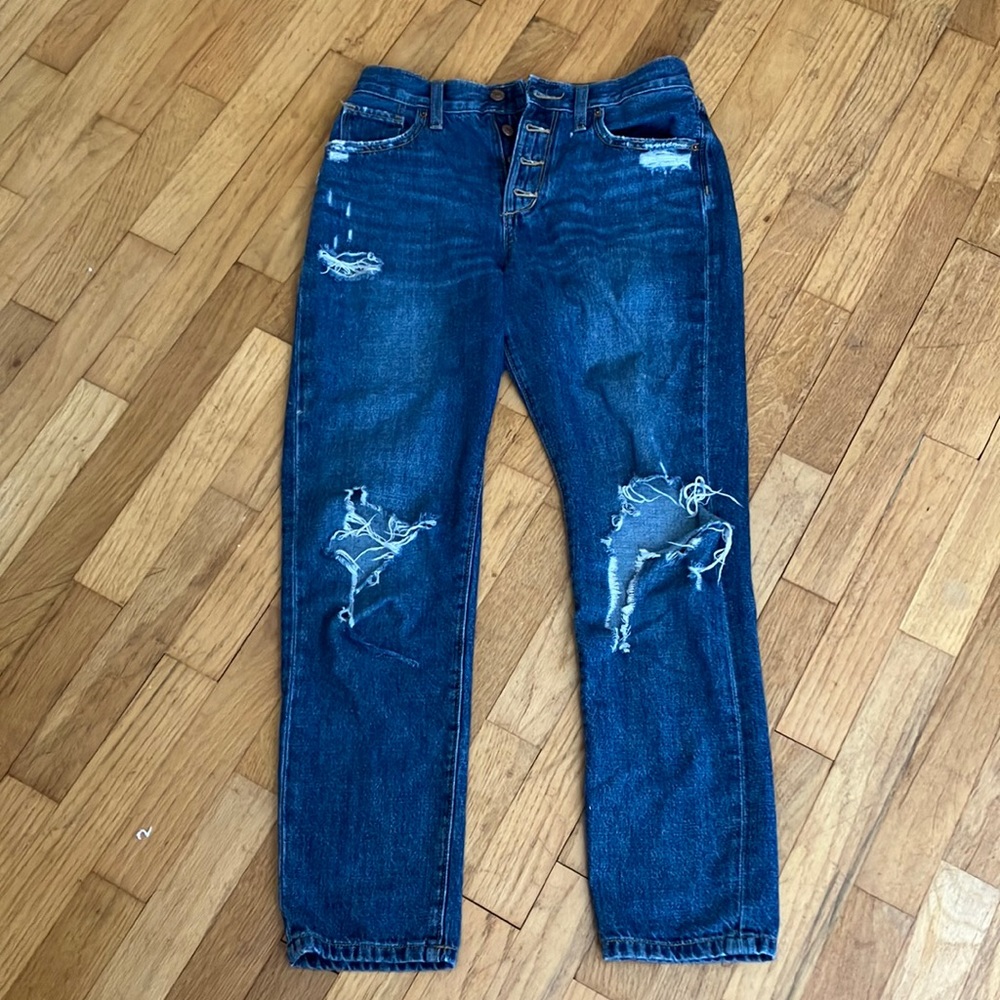 Old Navy high rise distressed straight jeans